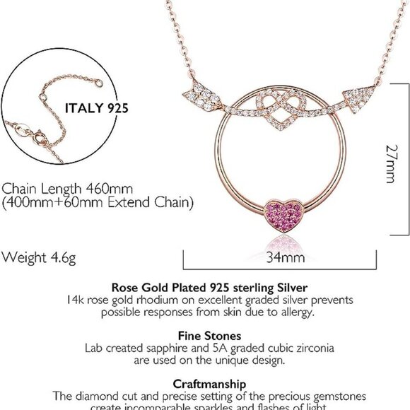 NEW Evabelle Necklace with Ruby Heart Pendant - Picture 5 of 7